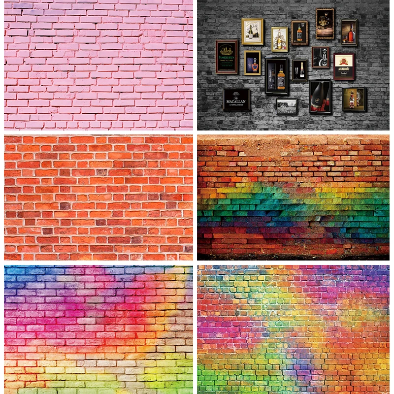 

Stone Wall Backdrop Colorful Graffiti Wall Art Print Banner Indoor Decoration Brown Brick Wall Photo Background Photography Prop