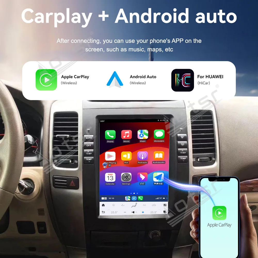 2025,10.4 ''أندرويد 13 لتويوتا برادو 2002-2009 شاشة سيارة تعمل باللمس الملاحة Carplay راديو السيارة DSP مشغل وسائط متعددة كوالكوم #4