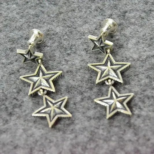 S925 Sterling Silver Earrings Creative Personalized Jewelry Couple Punk Five pointed Star Long Earrings as a Gift for Lovers