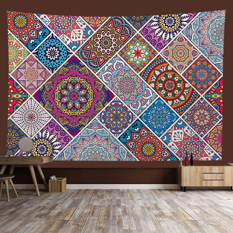 Retro ethnic style mandala hanging cloth bohemian tapestry wall decoration room living room home decoration