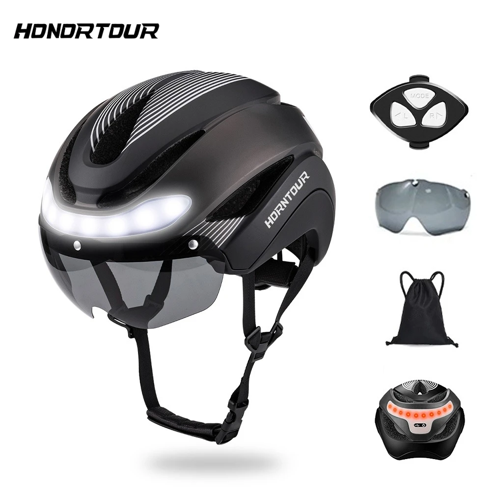 Horntour nouveau casque de vélo casque de vélo de route avec led hommes et femmes Sports de plein air intégralement moulé léger