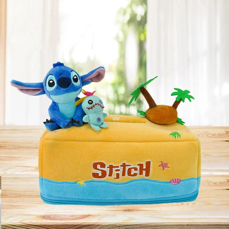 2025 Disney Stitch Paper Box Speelgoedornament Tissue Opslag Stofdichte tas Cartoon Pluche Zacht Desktop Herfst Winter Woondecoratie