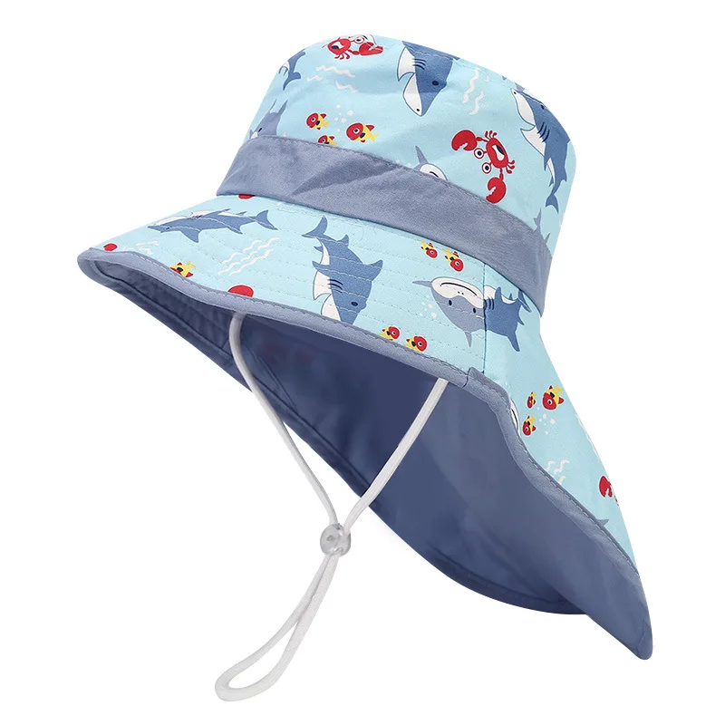 New Summer Baby Bucket Hat for Boys Girls Cartoon Children\'s Fisherman Hat Autumn Panama Kids Wide Brim Beach Shawl Sun Hat