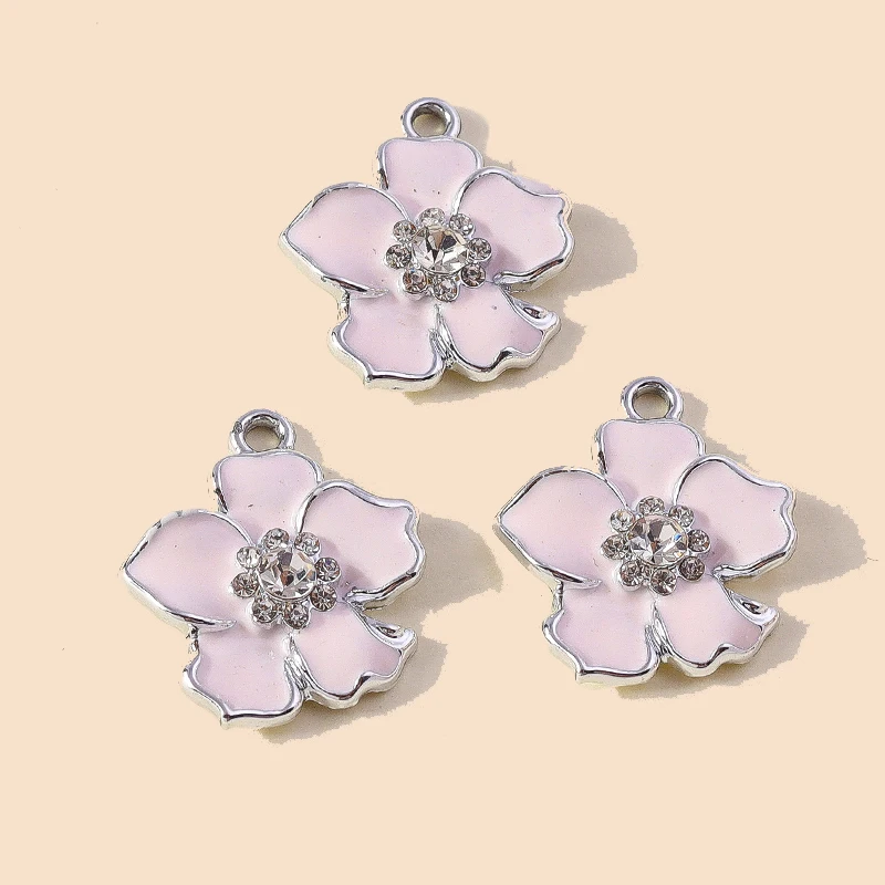 Leslie 10 Stück 25 x 27 mm hübsche bunte Blumen-Charms für baumelnde Ohrringe, Armbänder, Halsketten, Anhänger, DIY handgefertigte Schmuckherstellung – Detail 11