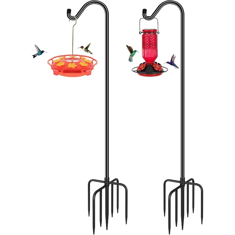 Shepards Hooks for Outdoor Bird Feeder Pole 76 Inch Adjustable Tall Heavy Duty Shepherds Hooks for Hanging Plant Baskets