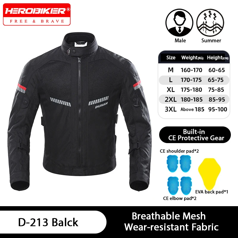 

DUHAN Мужская мотоциклетная куртка, летняя дышащая сетчатая мотоциклетная куртка, защита от падения, куртка для мотокросса, светоотражающая одежда