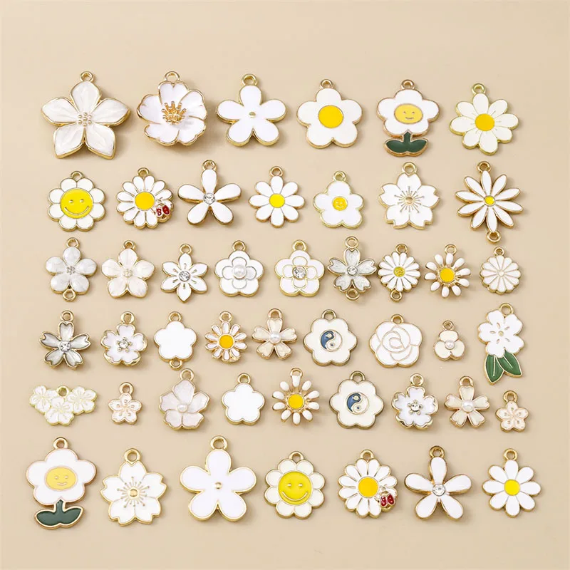 10/20 Stück Gemischte Zufällige Bunte Emaille-Blumen-Anhänger für Schmuckherstellung Ohrringe Halsketten Armbänder DIY Bastelbedarf – Detail 19