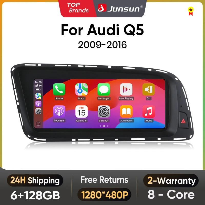 Junsun Autoradio Bluetooth Wireless CarPlay Android Auto da 8,8 Pollici per Audi Q5 Q5L 2009-2016, Navigazione GPS, 4G WiFi, Sistema Multimediale Stereo