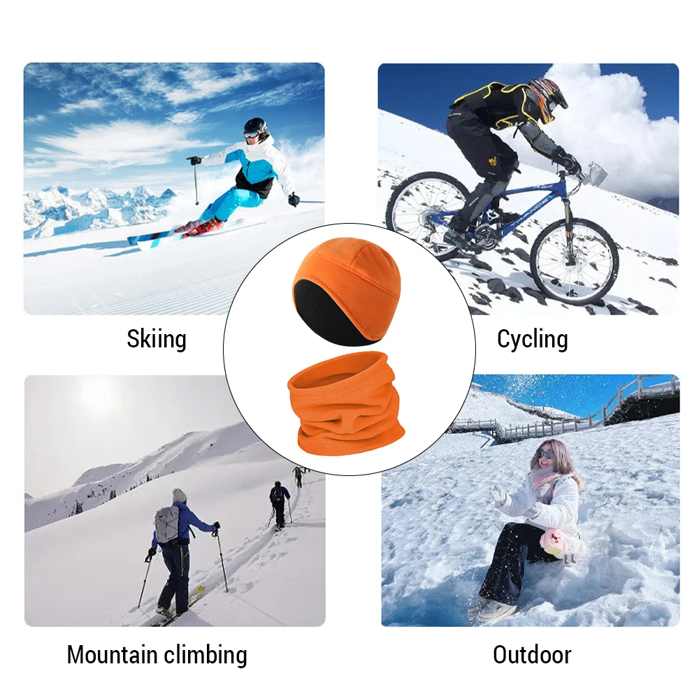 طقم قبعة صغيرة ووشاح شتوي ، غطاء جمجمة تزلج مقاوم للرياح ، مشد لتدفئة الرقبة ، وشاح الوجه #5