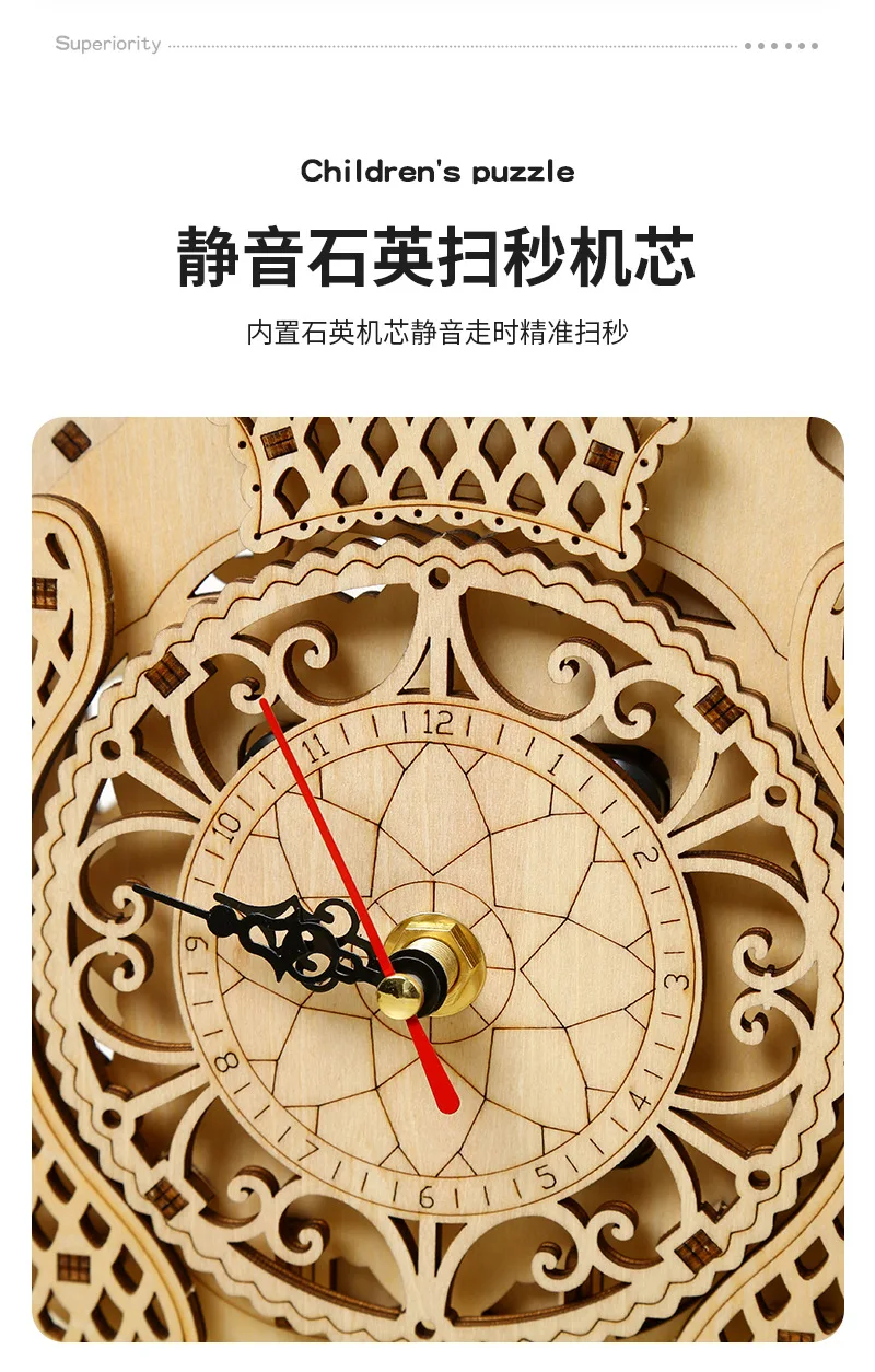 DIY Wooden Owl Pendulum Clock Model, Mechanical 3D Puzzle, Educational Handcraft Gift for Adults & Kids