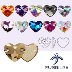 PUBRILEX Heart Glass K9 Strass Sewn Rhinestones Edges with Chamfers DIY Decorations Sew On Crystals for Garment Dress Clothing