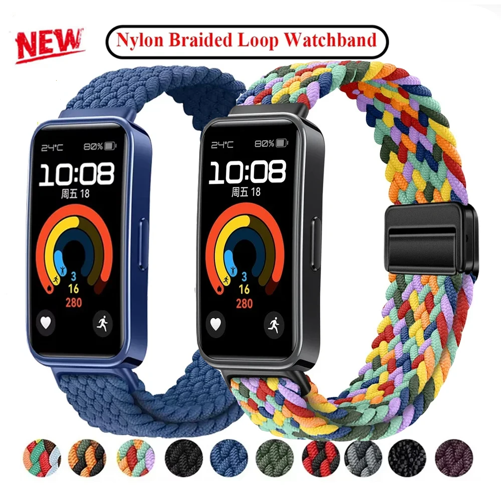 Nylon Strap For Huawei Band 8 9 10 Braided comfortable Magnetic Buckle Adjustable watchband Huanwei Band 10/9/8 Accessories Belt