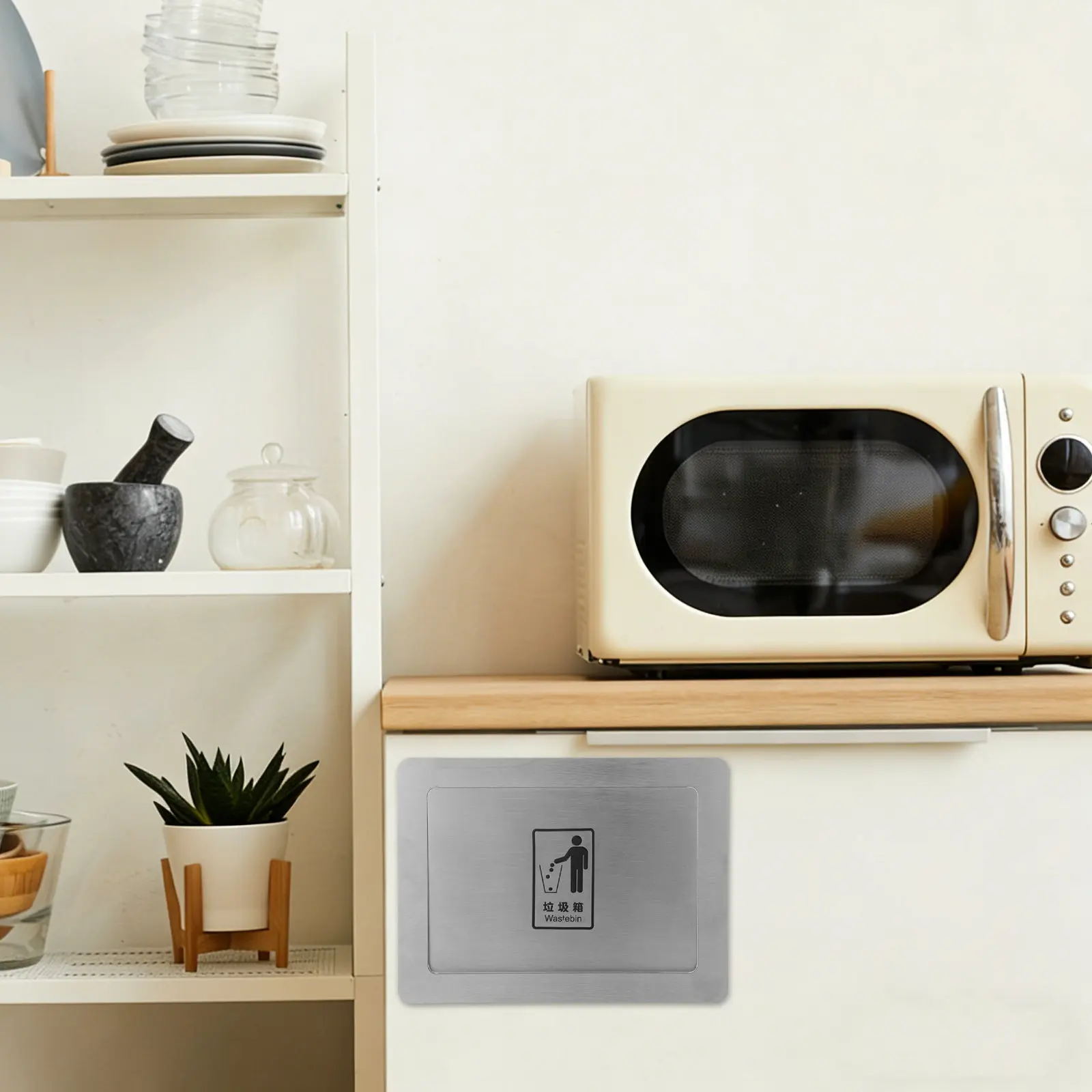 

Trash Chute Lid Stainless Steel Embedded Garbage Bin Cover Side Mounted Swing Flap Built-in Recessed Waste Disposal Cover Size 1