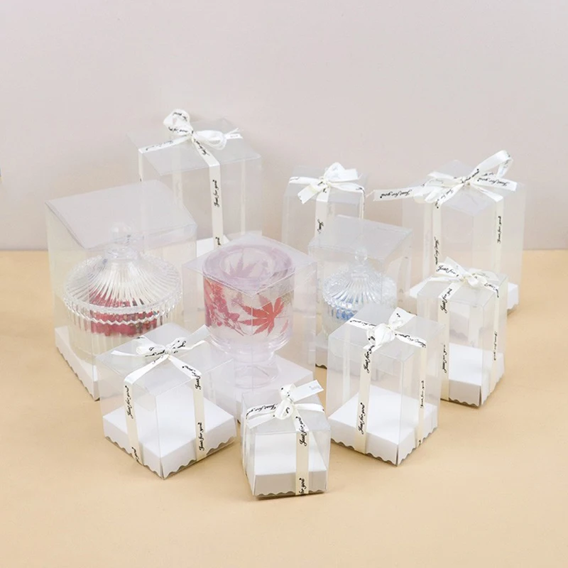 Transparent Gift Packaging Box With Base DIY Craft Candle Gift Boxes Wedding Party Baby Shower Oil Bottle Aroma Plaster Case