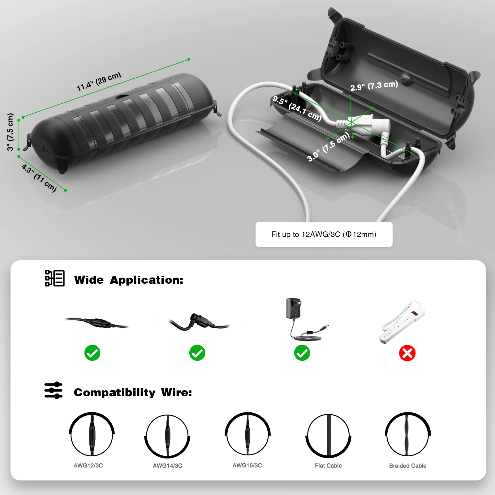 Copertura per cavo di prolunga elettrico Copertura sigillata sicura per cavo di prolunga/luce/decorazione natalizia Scatola di collegamento impermeabile per esterni