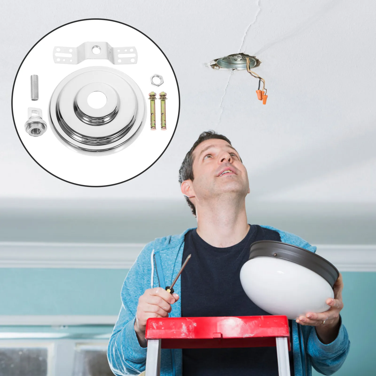 Retro Minimalist Chandelier Canopy Plate Heavy Duty Metal Ceiling Cover for Pendant Light Fixture Bow Mount Expansion Screw