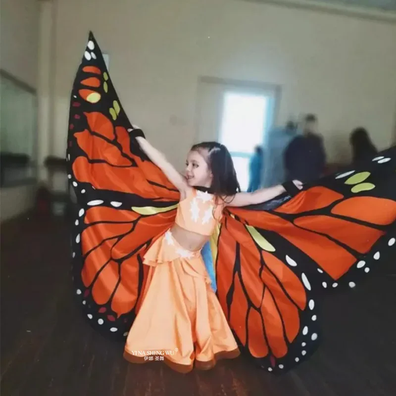 Belly Dance ปีกผีเสื้อเด็ก Performance Stage สวมใส่ผู้หญิง Dancer เสื้อผ้าผู้ใหญ่ Bellydance เครื่องแต่งกายปีกคอสเพลย์เคลื่อนย้ายได้