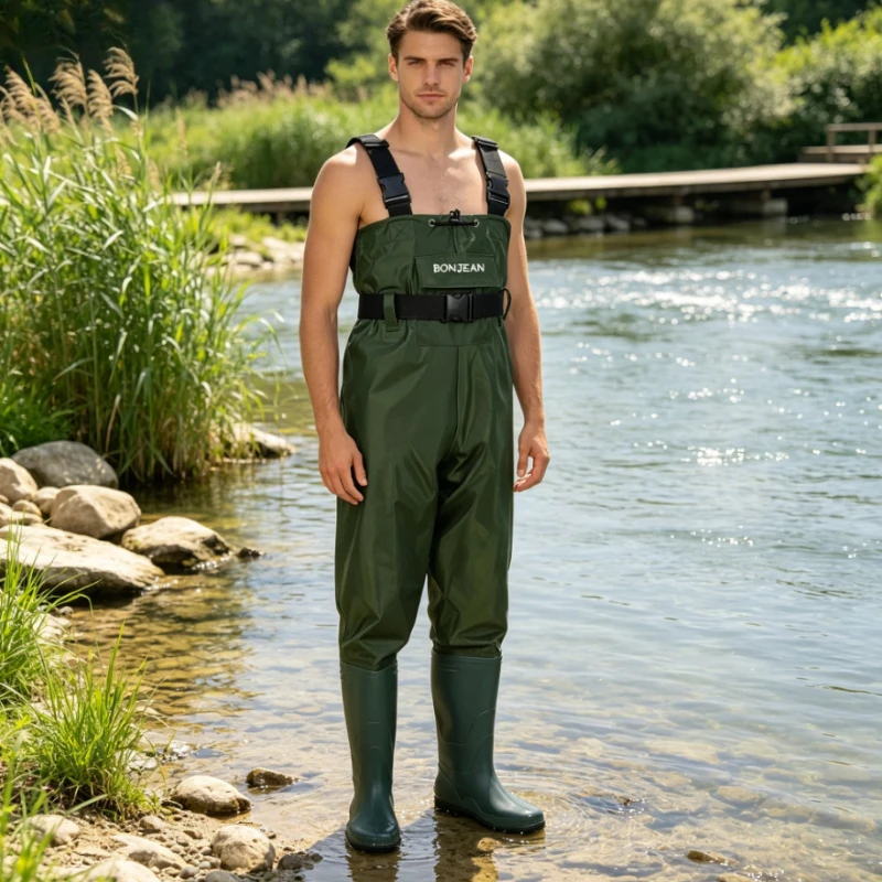 Lightweight Breathable Chest Waders, Thickened Waterproof Fishing Pants,Wear-Resistant Wading Gear, Soft Comfortable for Anglers