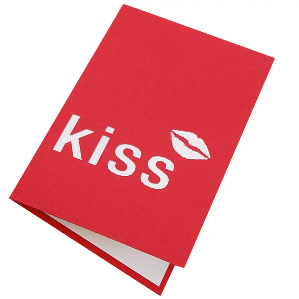

1Pcs Red Lip Love Greeting Card Pop Up Design Handmade Birthday Valentine's Day Card Hard Paper Sweet Gift