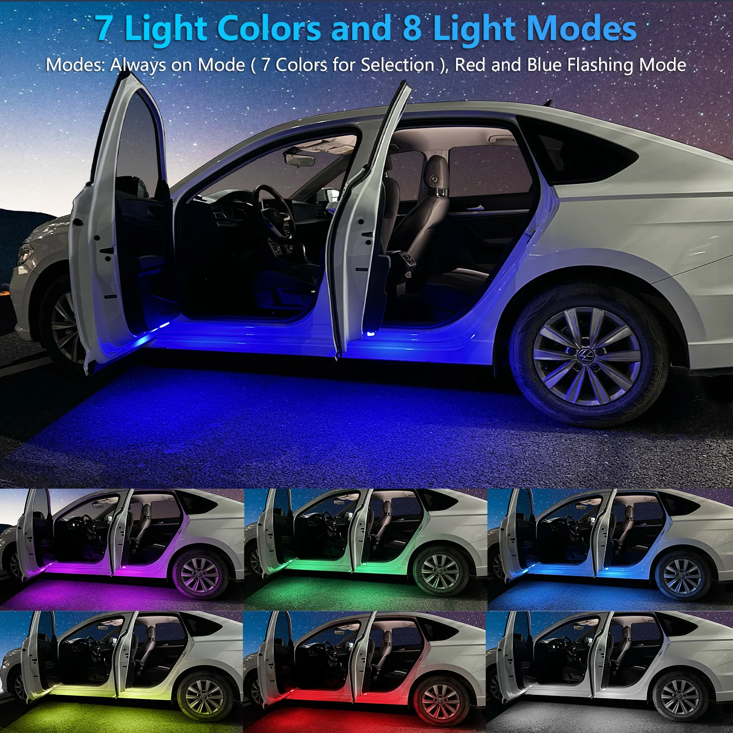 LED Car Welcome Door Lights Magnetic RGB Cars Atmosphere Warning Light Rechargeable Wireless Doors Step Courtesy Opening Lamps