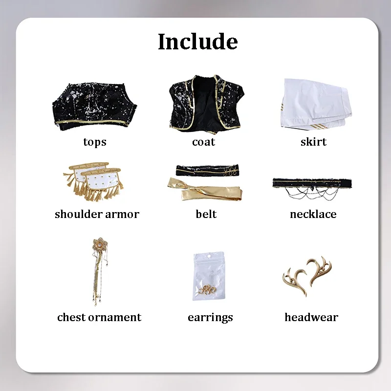 Rumi Zoey Mira Cosplay KPop Demon Hunters Cosplay Costume Wig Women Black Golden Suit Halloween Party Role Playing Outfit