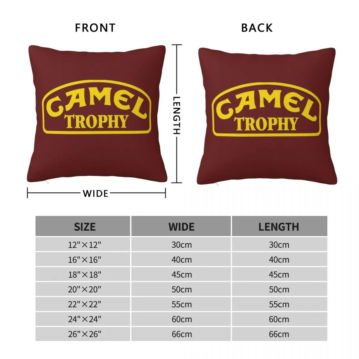 Camel Trophy Essential Square Pillowcase Pillow Cover Polyester Cushion Decor Comfort Throw Pillow for Home Living Room