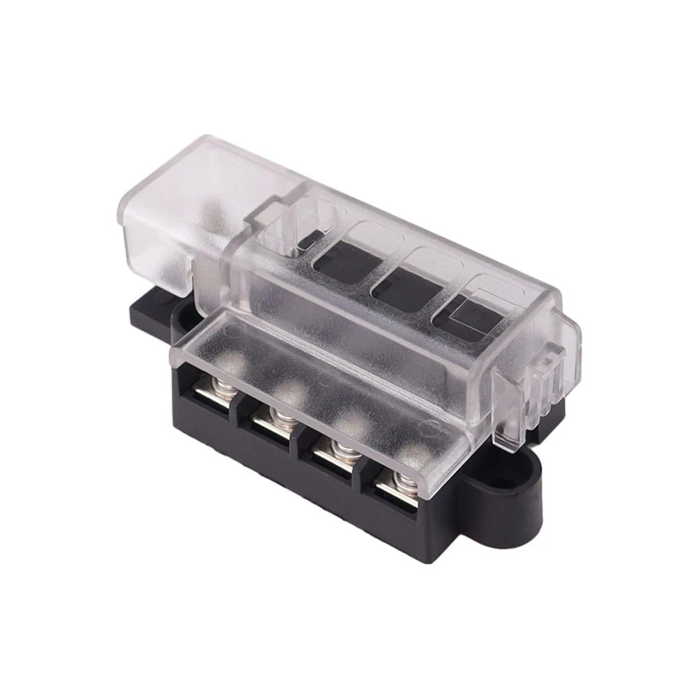 100A ST Blade Fuse Block With Screw Terminals Compact 4 Circuit Fuse Box With Protection Cover For Car Boat Marine Trike Auto