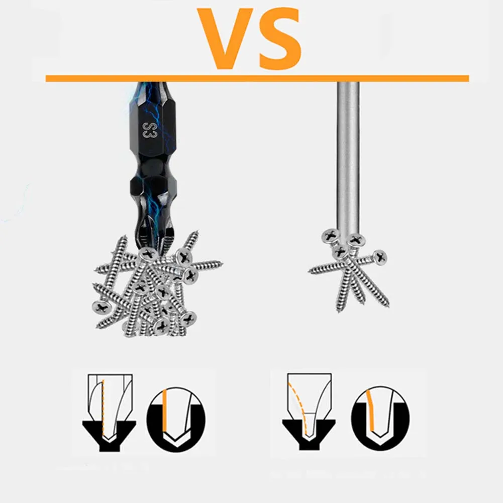 Cross Bit Driver Screwdriver Bits Set 110mm Length 65mm Length Alloy Steel Material HRC65 Hardness High Wear Resistance