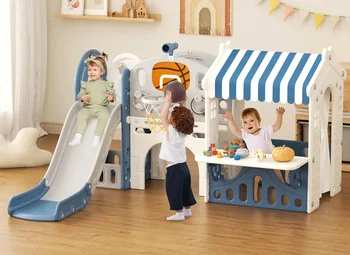 Glissière pour tout-petits avec maison de jeu, toboggan pour tout-petits de 1 à 3 ans, 10 en 1