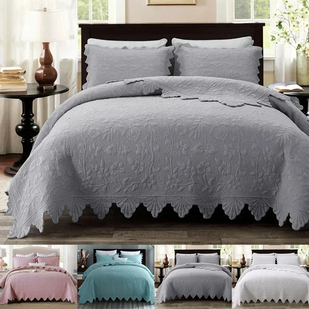 Cotton Bed Cover Home Linens Room Decor Lace Stitch Double Duvet Plaid Bedspread on The Bed Blanket Bedspreads Couple BedSheet