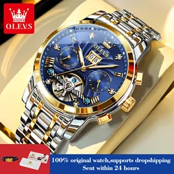 OLEVS 9910 Automatic Mechanical Watch for Men Luxury Skeleton Men's Wristwatches Stainless Steel Waterproof Original Man Watch