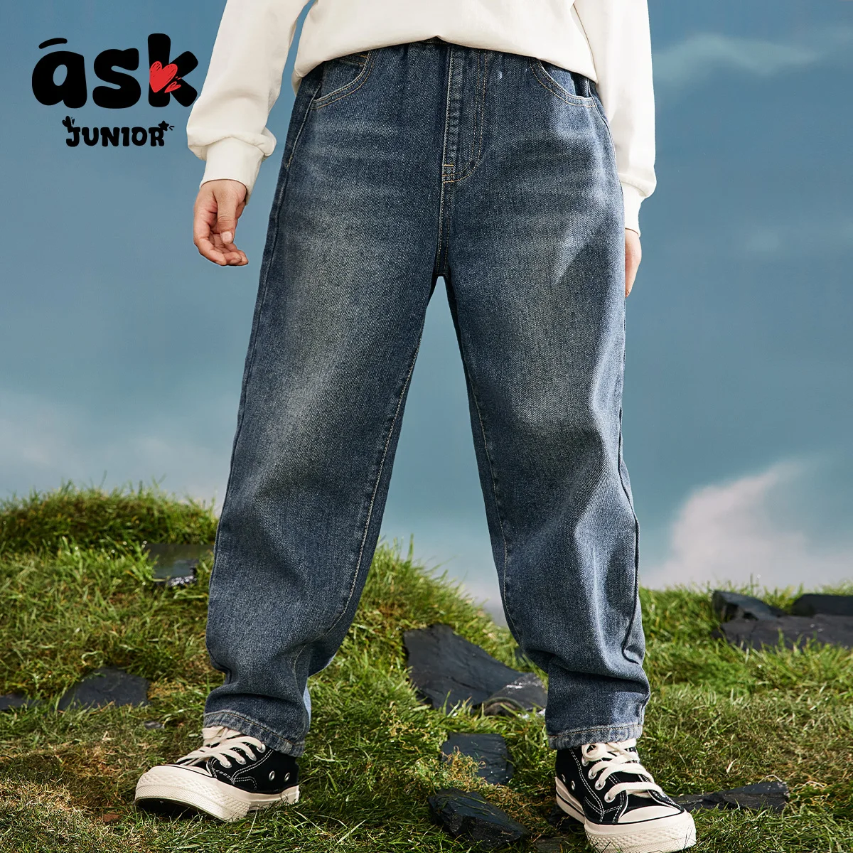 اسأل بنطال جينز مغسول متعدد الاستخدامات للخريف للأطفال الصغار #3