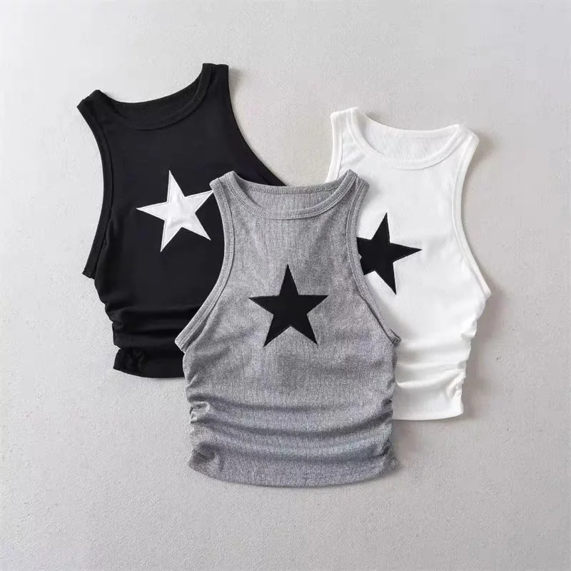 

Girls' Summer Vest Baby's Children's Dance Fashion Star Short Top Fashion and Handsome Kid All-match Shirt