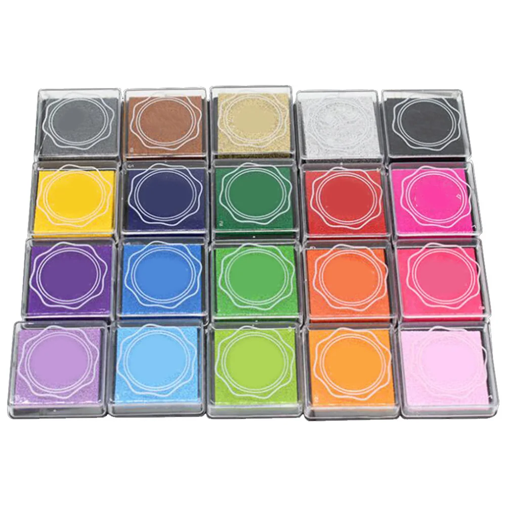 

1 Set 20 Colors Finger Ink Pad Stamp Pad DIY Craft Stamp Pad Rubber Stamps Partner for Teachers Kindergarten