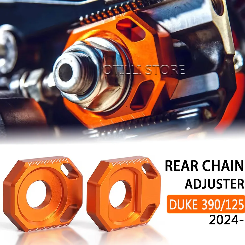 

Orange With Logo Motorcycle Rear Axle Block Chain Adjuster Regulator Sliders Tensioner For 125 DUKE 390 Duke 390Duke 2024 2025