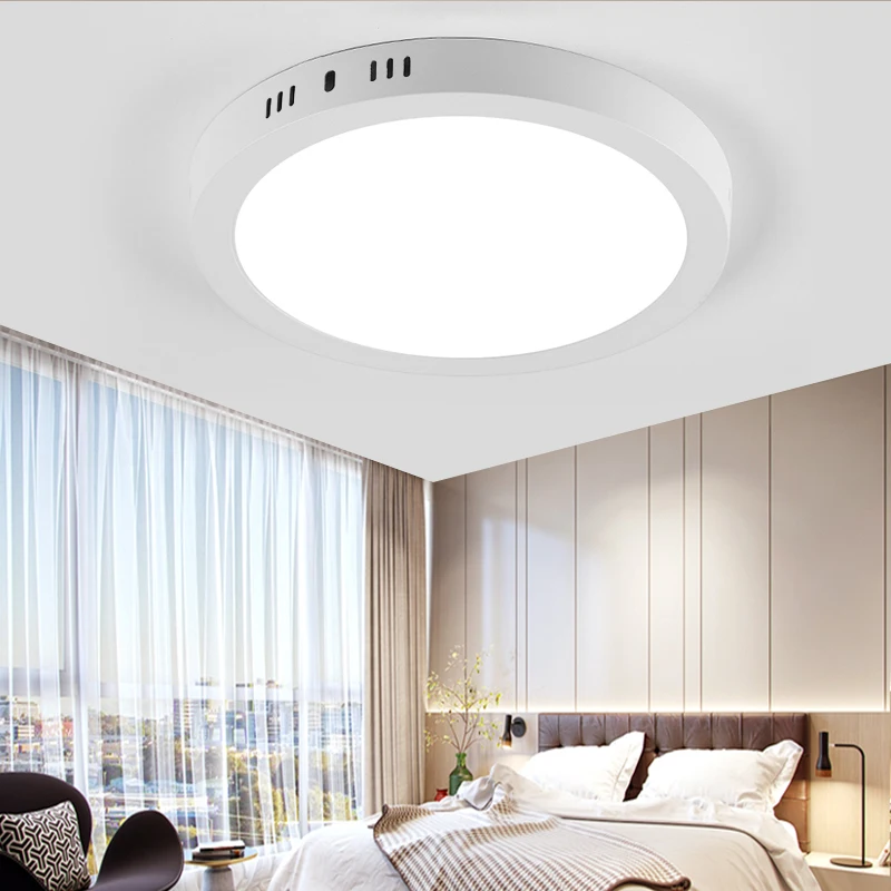 Ultra Thin Circular LED Ceiling Light 110V-220V Wide Pressure Panel for Indoor Lighting in Living Rooms Bedrooms Kitchens