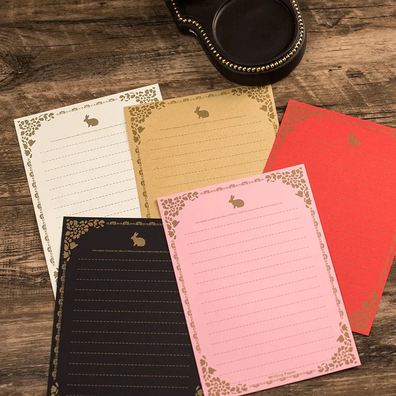 Vintage Kraft Stationery Pack, Hare-patterned Epistle Sheet, Valentine Courtship Slip, Rustic Handwriting Folio, Romantic