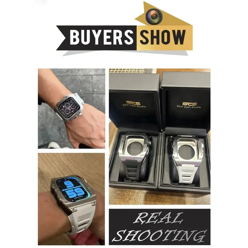 حافظة Soul Cool Titanium لساعة Apple Watch Ultra 3/2/1 مقاس 49 ملم، طقم تعديل iWatch، شريط مطاطي فلور، فاخر عالي الجودة