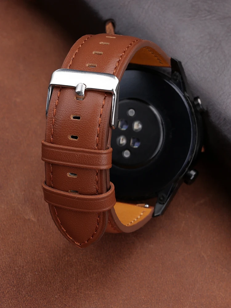 22mm Genuine Leather Watch Band Strap for Huawei Watch GT 4 3 2 46mm GT2/GT3 Pro Bracelet for Samsung Galaxy Watch 46mm Gear S3