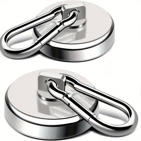 1/2pcs Ultra-Strong Magnetic Hooks Pro - 100lbs Heavy-Duty Neodymium Magnets with Carabiner and Swivel Ideal for Hanging Kitchen