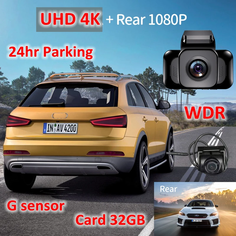 كاميرا داش للسيارة 4k 3 بوصة IPS، صورة عكسية للكاميرا المزدوجة، تسجيل حلقة، كاميرا رؤية ليلية محسنة للسيارات #2