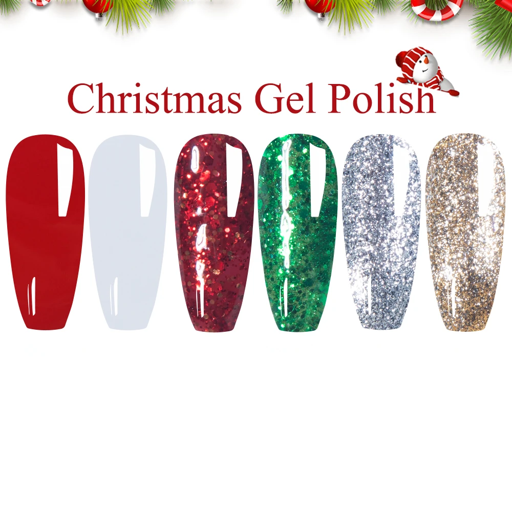 KODIES GEL Christmas N64.Gel Polish, Semi-Continu UV Glitter, Rouge, Blanc, Argent Glitter, Deficial Lak, Varjuvenicure Nailart, 15ml