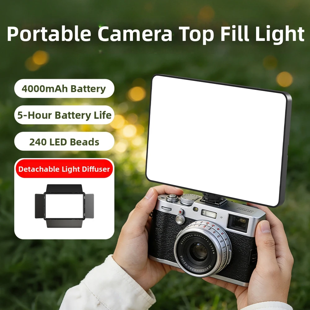 Portable DSLR Camera Fill Light LED Video Ligh 5-Hour Battery Life With Removable Light Shield Photography Accessories