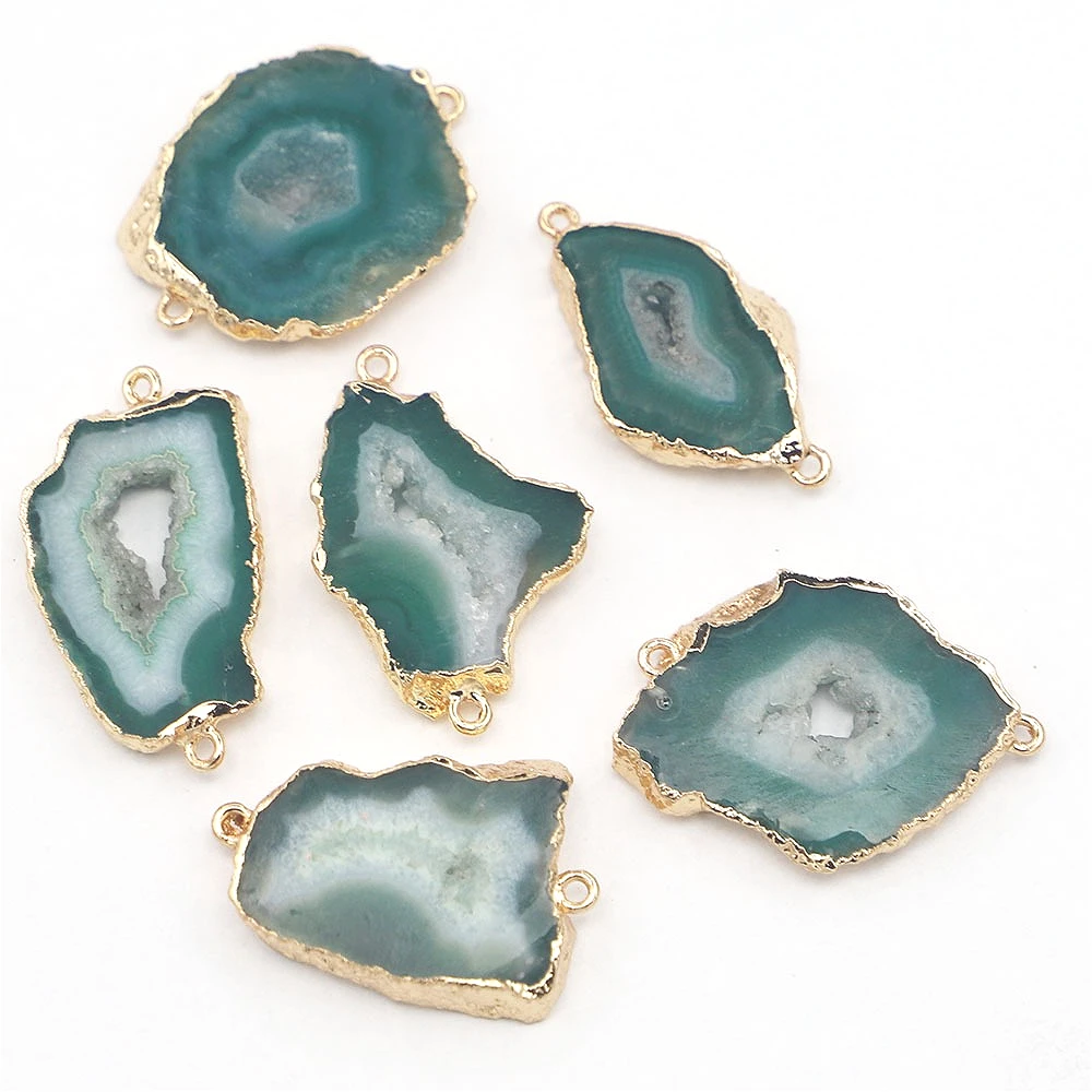 

1PC Natural Irregular Agate Connector Pendant Fashion DIY Bracelet Necklace Charms Women Jewelry Production 45-25x15-30x4mm