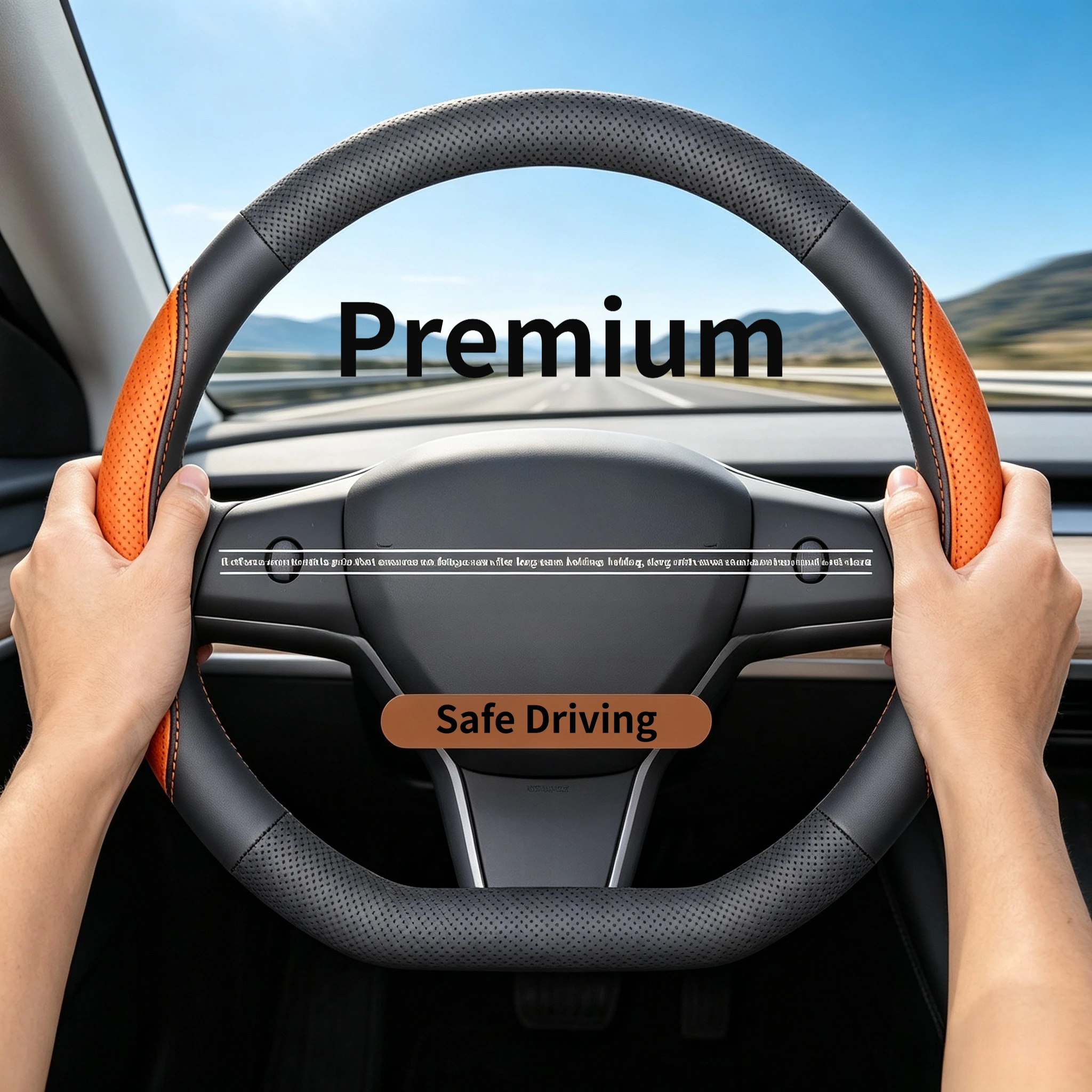 14.5-15 inch leather patchwork steering wheel cover suitable for Opel Astra Grandland Mokka Insignia Frontera Zafira Antara Mer - view 2