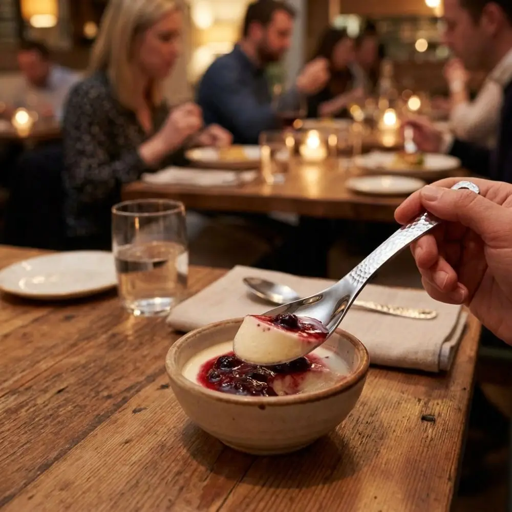 Rust Resistant Hammer Patterned Stainless Steel Spoon Thickened with Hanging Hole Soup Spoon Deepen Fruit Spoon Picnic