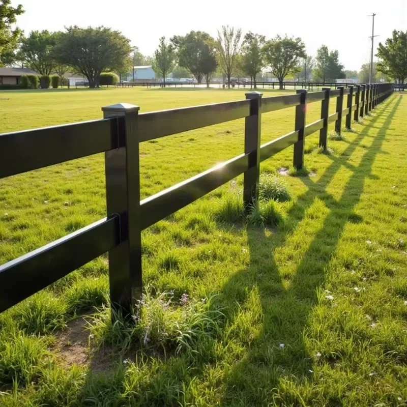 Galvanized Black 4 Rails Steel Horse Fencing Decorative Steel Rail Ranch Fence Panel