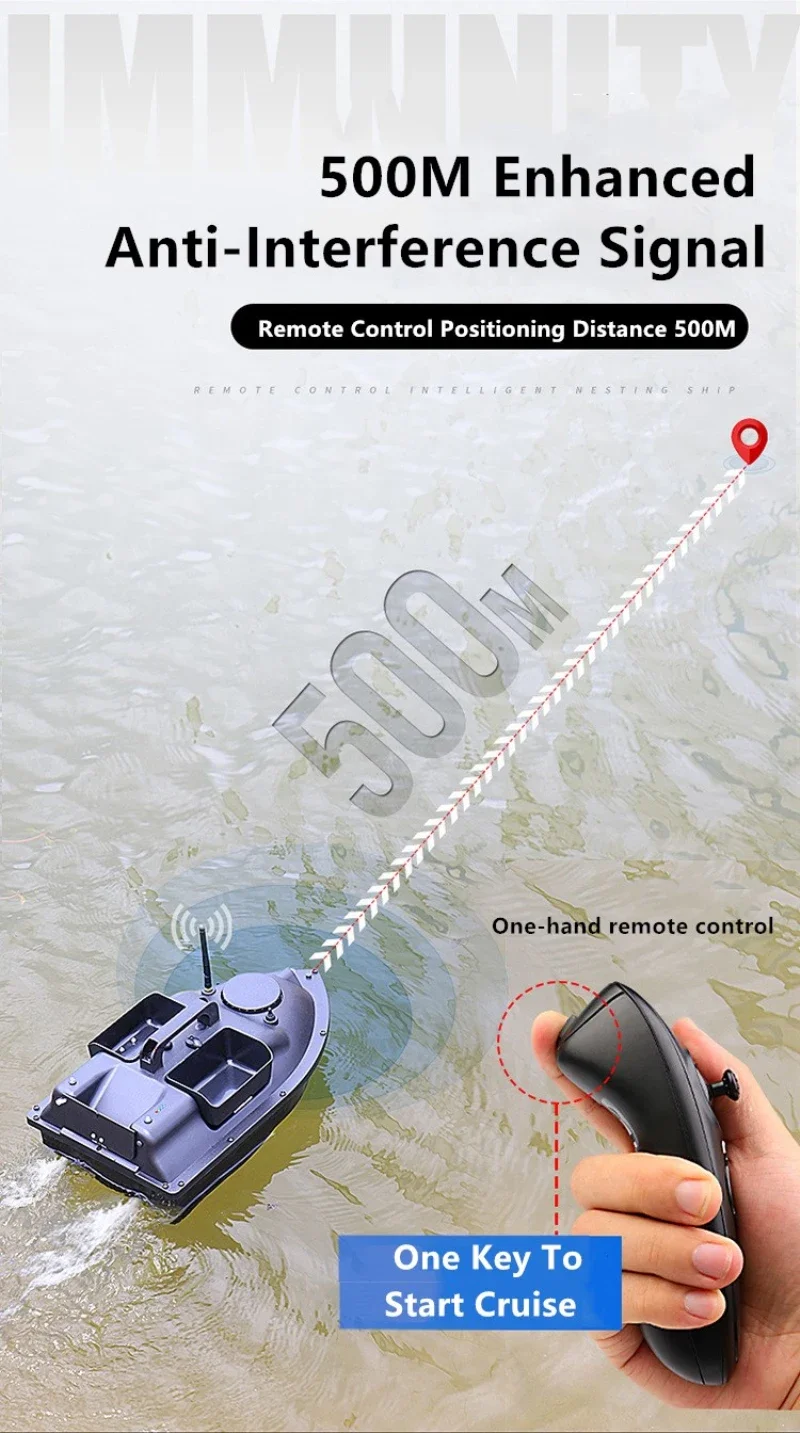 16GPS Barca da pesca con esca 500M RC Nido da pesca Barca Controllo automatico della velocità di crociera 2KG Carico 3 tramogge GPS RC Nidificazione Barca con Fish Finder