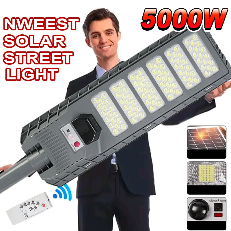 100000LM 5000W Solar LED Lamp Outdoor Sunlight Motion Sensor Street Light LED Outdoor Solar Spotlight Courtyard Lamp Garage Lamp