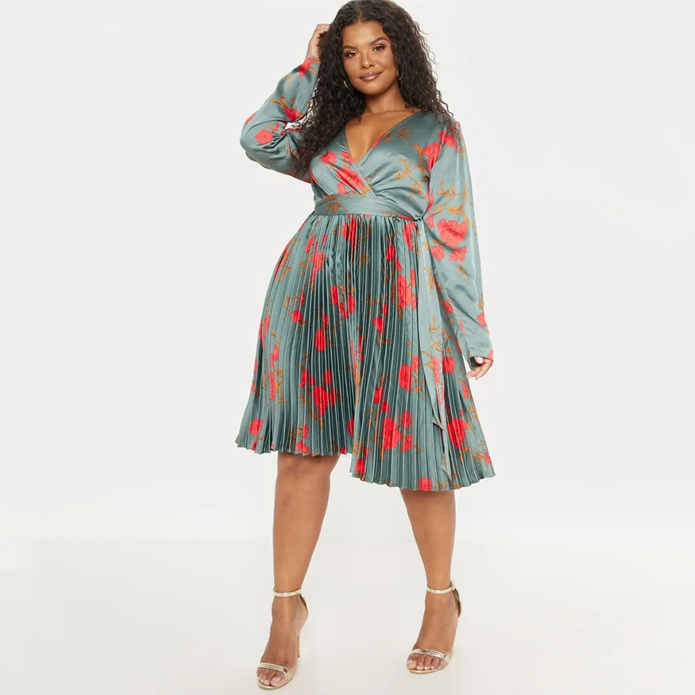 

Plus Size Dresses L-4XL Women Floral Print Flower Dress Bohemian Style Beach Autumn Urban Gypsy Fashion Dresses Ropa Mujer